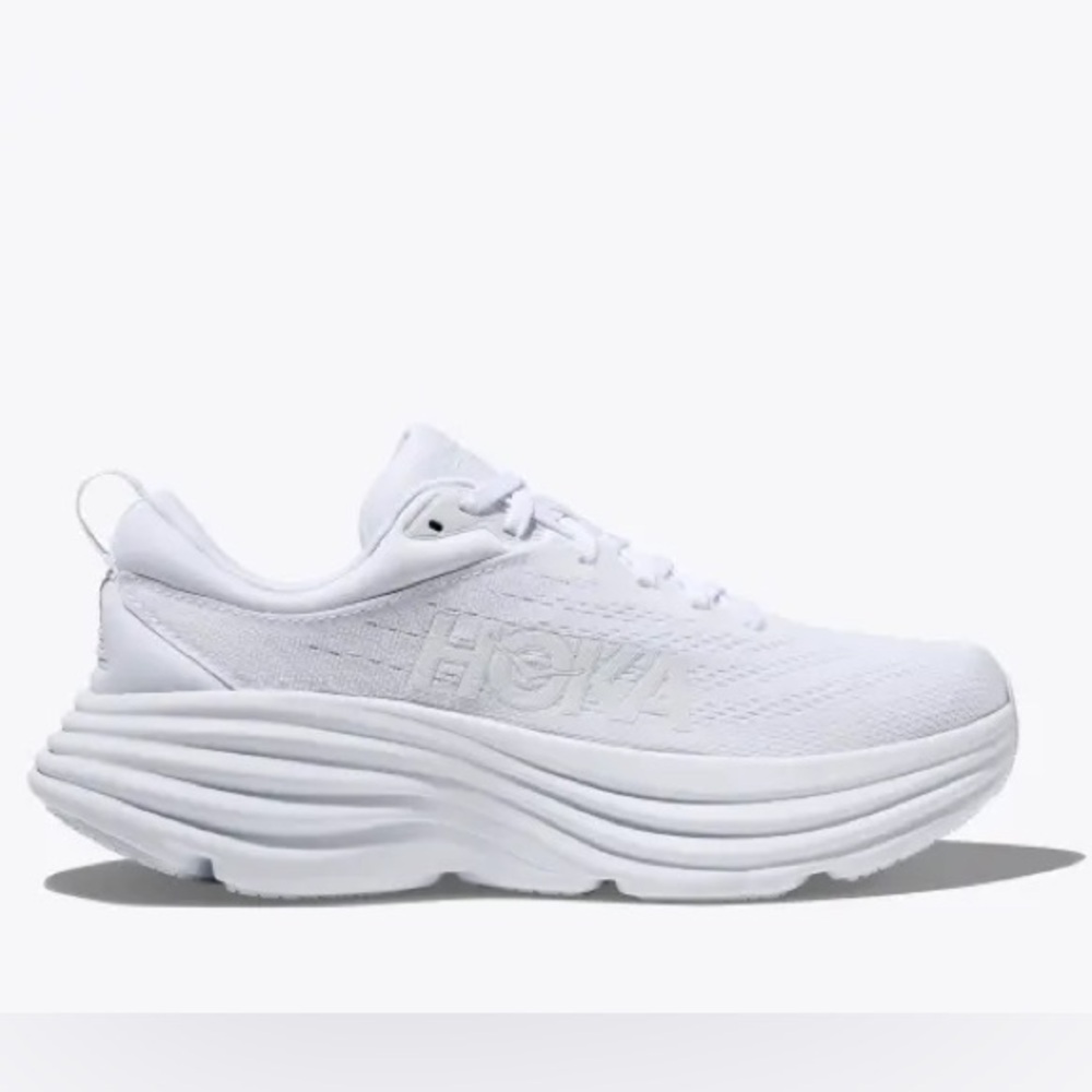 HOKA WHITE BONDI 8 WIDE SIZE 6.5